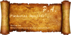 Pankotai Apolló névjegykártya